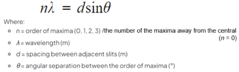 Diffraction grating formula