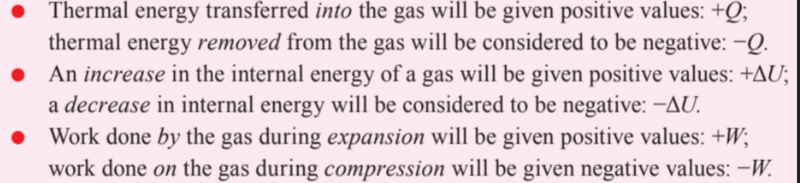 Work done on gases values