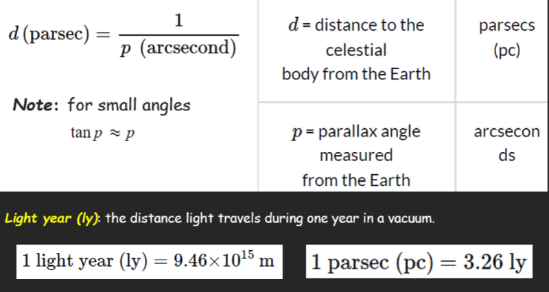 Parsecs to lightyears